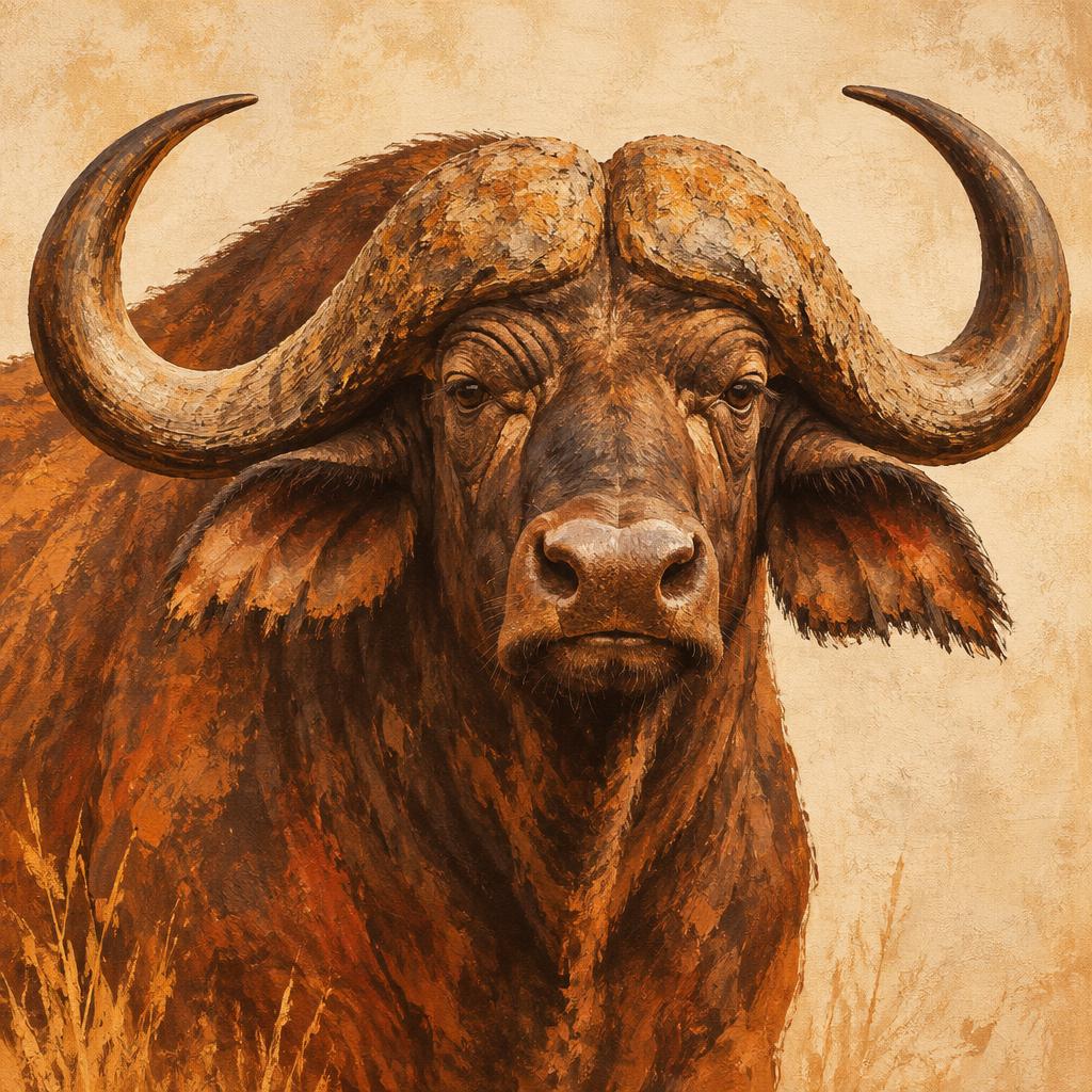 Buffalo — one of the Big 5, painted in warm African ochre tones