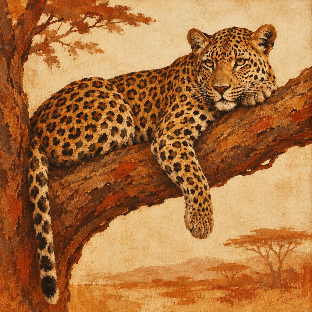 Leopard — one of the Big 5, painted in warm African ochre tones